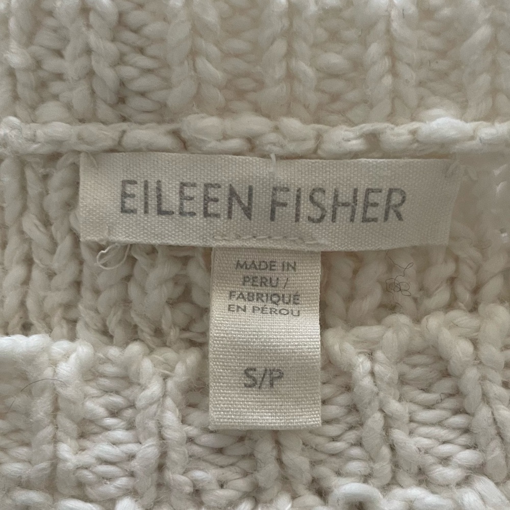 Eileen Fisher Textured Knit Organic Cotton Long Sleeve Sweater Cream Size - Picture 6 of 8